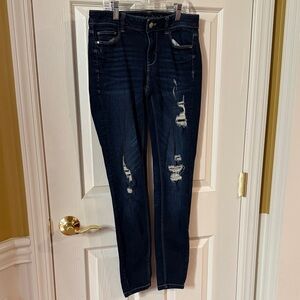 White House Black Market Dark Blue Distressed Skinny Jeans
